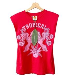 NWT farm Rio red tropical muscle tee